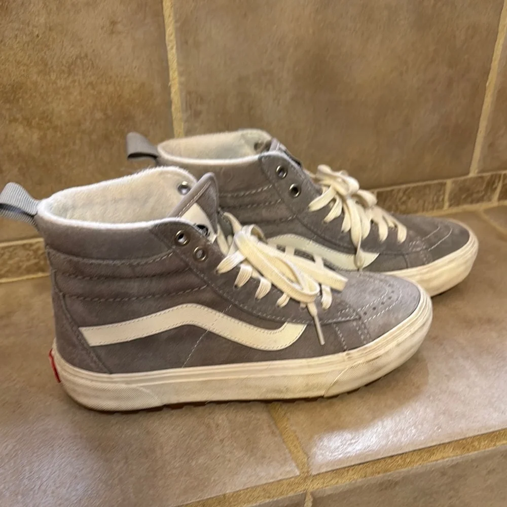 Vans Gray and White Sk8-Hi MTE ULTRA CUSH Suede High-Top Sneakers